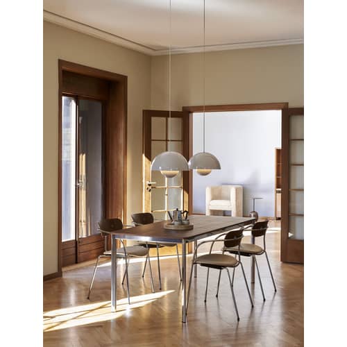 Guéridon Lato LN8 marbre bois naturel / Marbre & bois - Ø 40 x H 50 cm - &tradition - Plateau noyer / Marbre brun - Acier laqué, Contreplaqué de noyer, Marbre