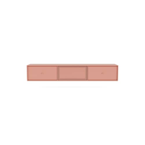 Hängendes TV-Möbel Octave V holz rosa / L 138 x T 30 x H 24 cm - MONTANA - Rhubarb 151 - lackierte Holzfaserplatte, Perforierter Stahl