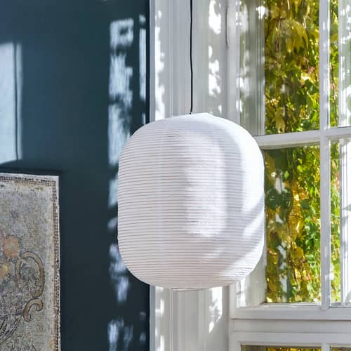 Paper Shade Oblong Lampshade paper white / Ø 42 cm - Without Electrical system - Hay - White - Bamboo, Paper