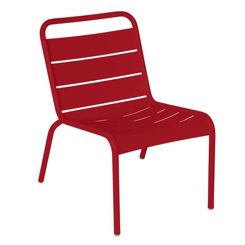 Sedia lounge Luxembourg metallo rosso / Seduta bassa - Fermob - peperoncino - Alluminio