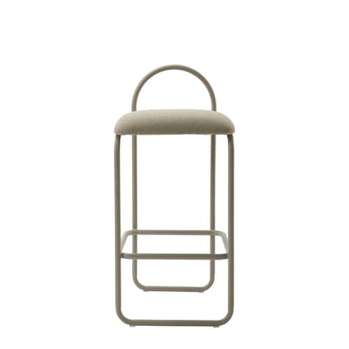 Angui Small High stool textile beige / H 65 cm - Recycled polyester fabric - AYTM - Taupe (recycled polyester) - Foam, Lacquered steel, Recycled polyester