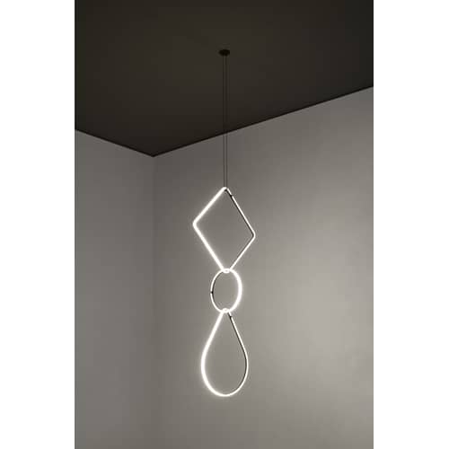 Pendelleuchte Arrangements 1 LED metall weiß schwarz / 3 Elemente - H 180 cm x L 52 cm - Flos - Schwarz & weiß - bemaltes Aluminium, Polykarbonat