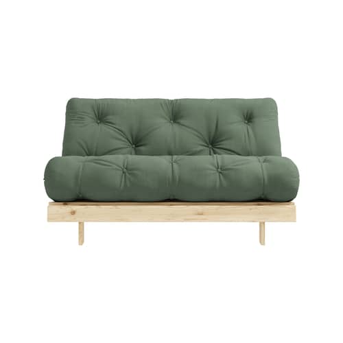 Canapé convertible Roots / L 140 cm - 3 positions / Structure pin clair - KARUP DESIGN - Vert olive 756 / Pin clair - Fibres recyclées mélangées, Mousse, Pin massif certifié FSC, Tissu