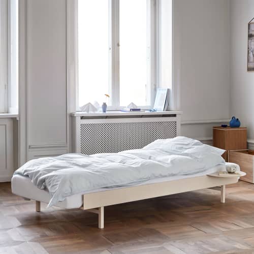 Letto per bambini evolutivo  metallo beige con comodino / Per materassi da 90 x 180 a 210 cm - MOEBE - Sabbia - Acciaio