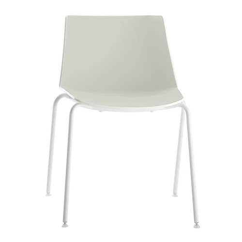 Sedia impilabile Aiku materiale plastico bianco grigio / Piedi rotondi in Metallo - MDF Italia - Interni bianchi e grigio chiaro / Gambe bianche opache - Acciaio verniciato, Polipropilene