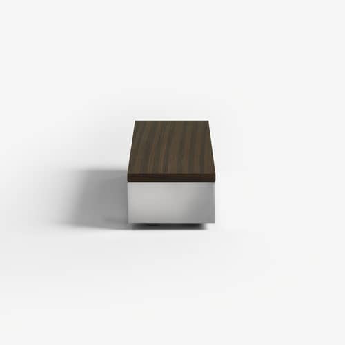 Tavolino Stanley Small legno naturale / 31 x 85 x H 20 cm - Piano/vassoio scorrevole - RED Edition - Piccolo / 31 x 85 cm - Acciaio inossidabile, Impiallacciatura palissandro