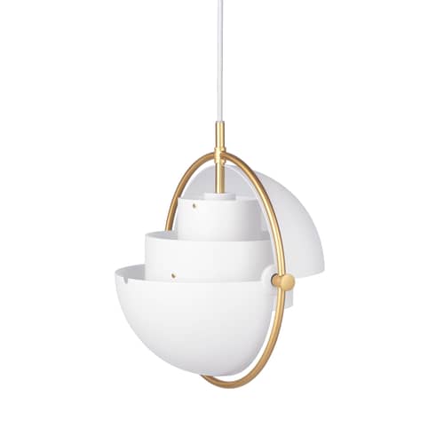 Suspension Multi-Lite Small métal blanc / Ø 25 cm - Modulable & orientable / Réédition 1972 - Gubi - Blanc / Cercle laiton - Métal