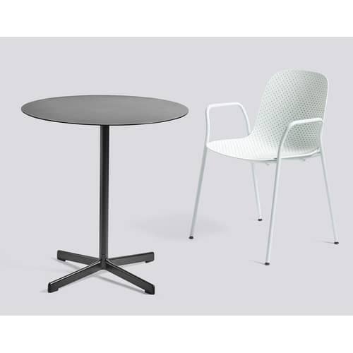 Tavolo Neu / Ø 70 cm - Metallo - Hay - Carbone - Acciaio laccato epossidico, Alluminio fuso laccato