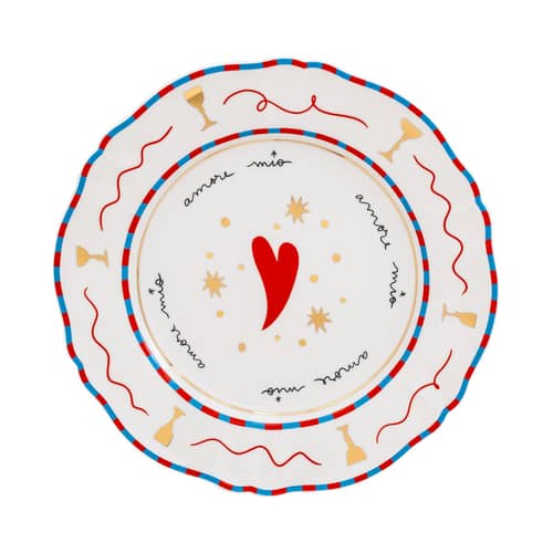 Assiette Il frutto della passione - Heart / Ø 26,5 cm - Bitossi Home - Rouge & bleu - Porcelaine