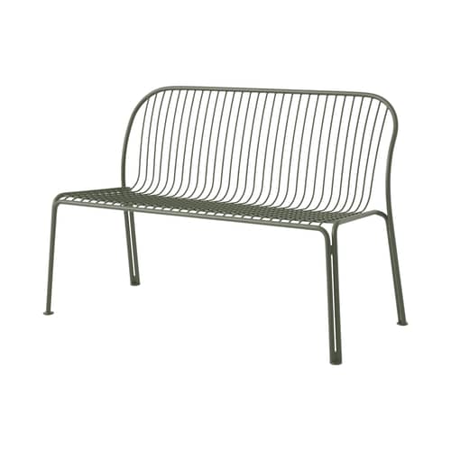 Banc avec dossier Thorvald SC111 métal vert / L 129 cm - &tradition - Vert bronze - Acier thermolaqué