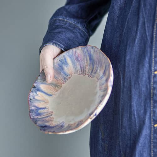 Bol Amalia céramique bleu / Ø 18,5 x H 5 cm - 350 ml - Bloomingville - Bleu - Grès émaillé