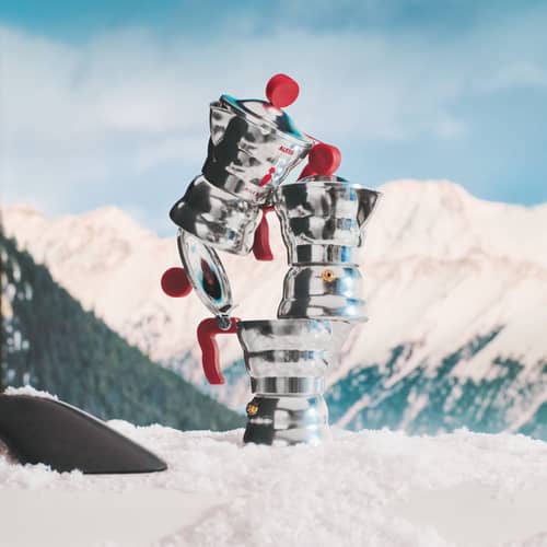 Cafetière italienne Moka métal rouge / 1 tasse - Alessi - Alu & rouge - Fonte d\'aluminium, Résine thermoplastique