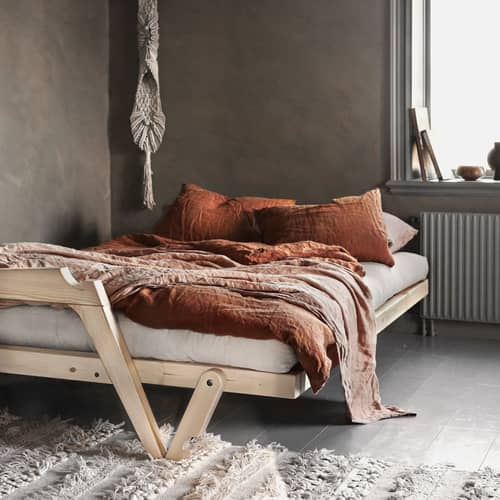 Canapé convertible Grab / L 204 cm - 3 places - KARUP DESIGN - Bleu marine 737 / Pin clair - Fibres recyclées mélangées, Mousse, Pin massif certifié FSC, Tissu