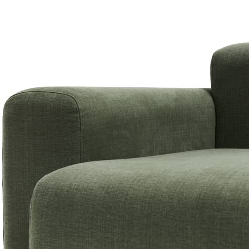 Canapé droit Mags Low Armrest n°1 tissu vert / 2,5 places - L 228 cm - Hay - Vert Tarragon (Tissu Linara) - Bois, Mousse polyuréthane HR, Ressorts, Tissu