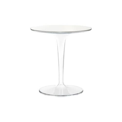 Tip Top Glass End table glass plastic material white Glass top - Kartell - White / Cristal leg - Glass, PMMA