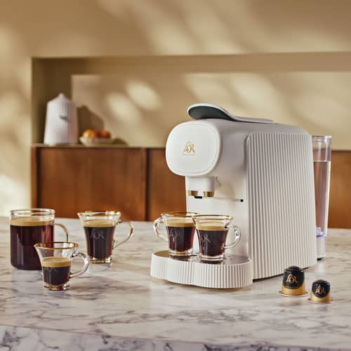 Kapselkaffeemaschine L\'Or Barista Plissé plastikmaterial weiß / UK version - Alessi - Weiß - Stahl, thermoplastisches Harz