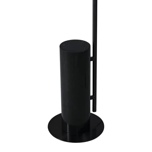 Lampadaire Iris Totem tissu blanc / LED - Ø 60 cm - Dix Heures Dix - Marbre noir / Tissu blanc - Acier, Aluminium, Marbre, Tissu acrylique plissé