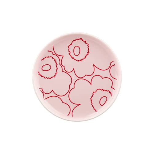Piatto per dolcetti Piirto Unikko ceramica rosa / Ø 13,5 cm - Marimekko - Piirto Unikko / Rosa - Gres