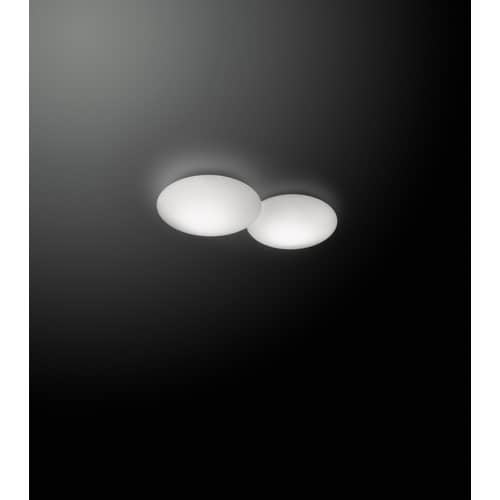 Plafoniera Puck vetro bianco Doppia - Vibia - Bianco - vetro soffiato