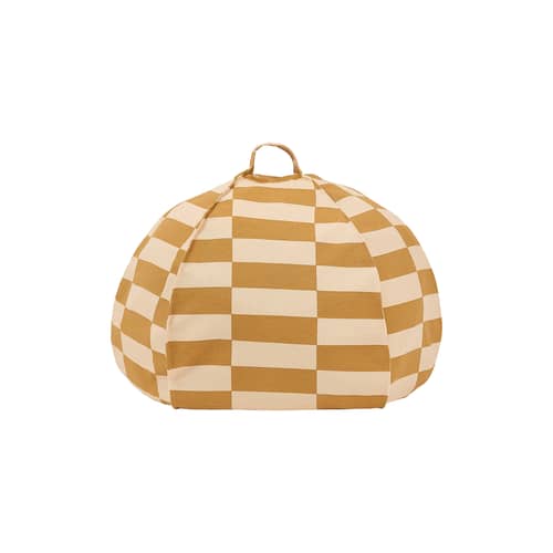 Pouf bambini Vibes Round tessuto giallo / Ø 70 cm - NOBODINOZ - Senape e sabbia / Piastrelle - Cotone biologico, Polistirolo espanso