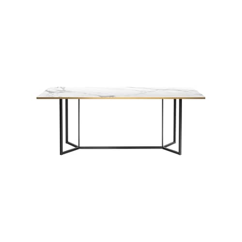 Horizon Rectangular table ceramic white / 190 x 90 cm - 8 persons - RED Edition - White marble / Black base, legs - Brass, Ceramic, Steel, Wood
