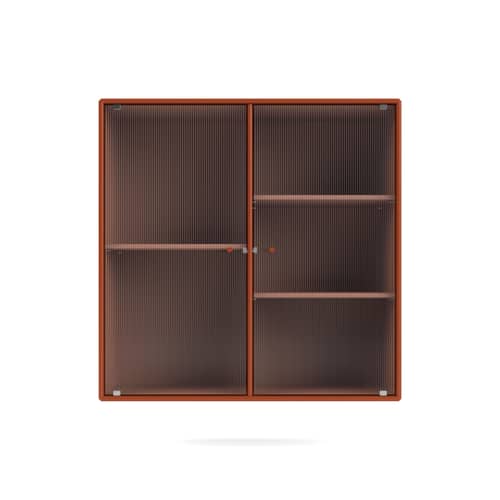 Rangement mural Ripple II / Vitrine - L 69.6 x P 30 x H 69,6 cm / Verre ondulé - MONTANA - Hokkaido 162 - MDF laqué, Verre ondulé