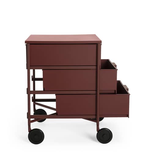 Rollcontainer Mobil plastikmaterial violett / 3 Schubladen - Version mattlackiert - Kartell - Pflaume matt - gefirnister Stahl, Recyceltes thermoplast. Technopolymer