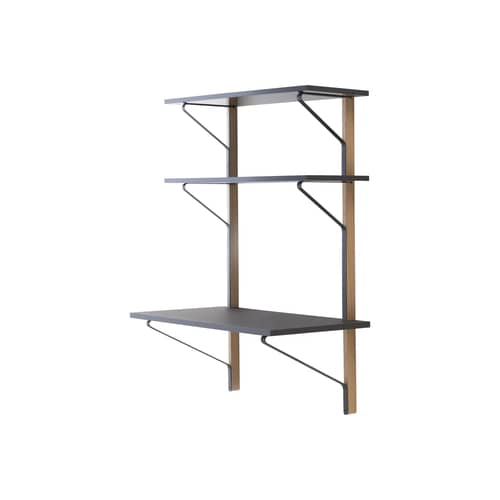 Scrivania a muro Kaari legno nero / L 100 x H 142 x P 55/35 cm - Bouroullec, 2015 - ARTEK - L 100 cm / Rovere naturale e nero - Acciaio, Linoleum, Melamina, Rovere massello