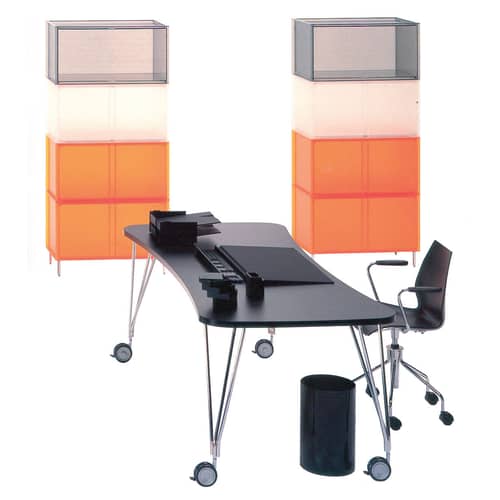 Scrivania Max materiale plastico bianco / Rotelle - L 160 cm - Kartell - Bianco 160 cm - Acciaio cromato, Laminato