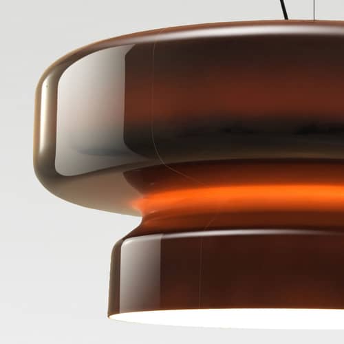 Sospensione Bohemia LED materiale plastico arancione / Ø 84 cm - Marset - Ambra - policarbonato