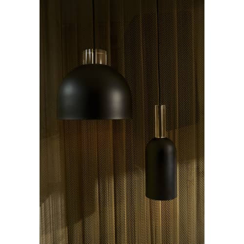 Suspension Luceo Cylindre / Ø 12 x H 35 cm - Métal & verre - AYTM - Noir - Fer peint, Verre