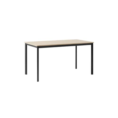Table rectangulaire Drip HW58 bois naturel / 140 x 80 cm - Contreplaqué - &tradition - Chêne / Noir - Aluminium peint, MDF plaqué chêne