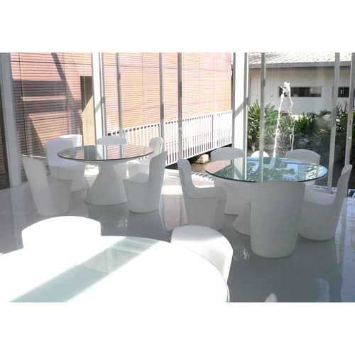 Table lumineuse Ed verre blanc / Ø 140 cm - Slide - Blanc - Plastique, Verre