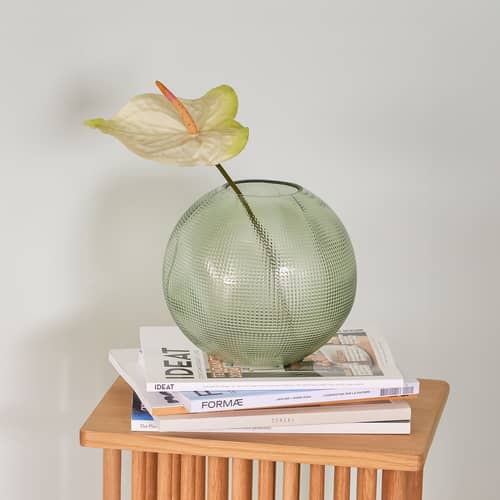 Balloon Vase glass green / Ø 21 x H 20 cm - HÜBSCH - Green - Mouth blown glass