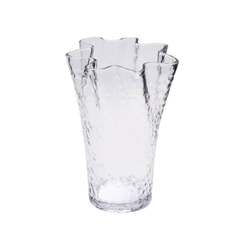 Vaso Ruffle vetro trasparente / Ø 23 x H 30 cm - HÜBSCH - Trasparente - Vetro soffiato a bocca