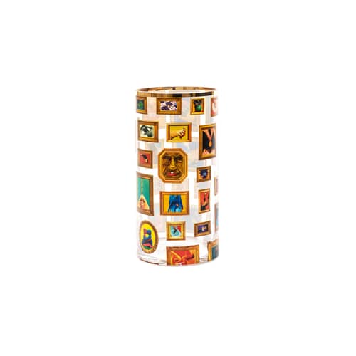 Vaso Toiletpaper - Frames vetro multicolore / Medium - Ø 15 x H 30 cm / Dettagli oro 24K - Seletti - Frames - Oro vero, Vetro