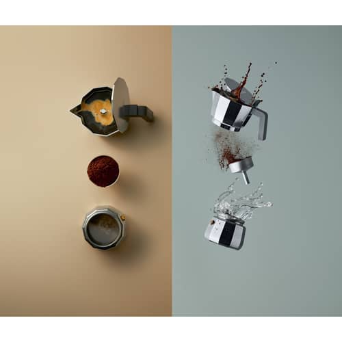Cafetière italienne Moka gris argent métal /3 tasses - Alessi - 3 tasses / Acier - Fonte d\'aluminium, Polyamide