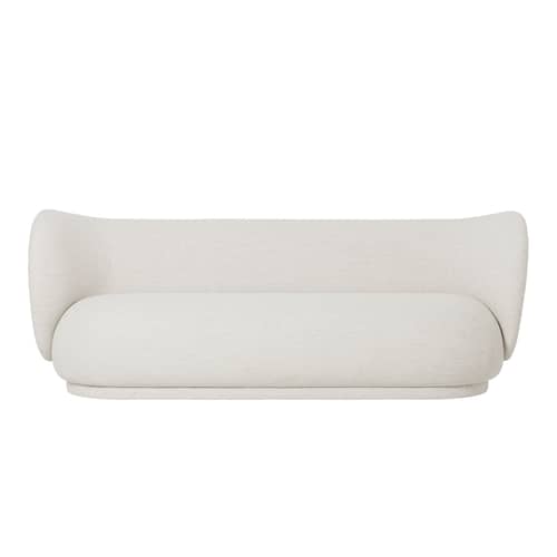Canapé droit Rico / 3 places - L 210 cm - Tissu bouclé - Ferm Living - Blanc cassé (tissu bouclé) - Bois, Mousse, Tissu bouclé