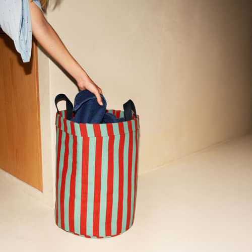 Cestino Rond tessuto multicolore / H 47 cm - NOBODINOZ - Bordeaux e Blu - Cotone