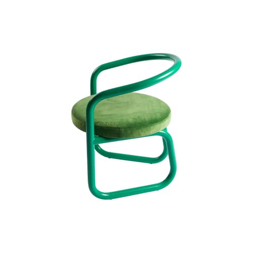Chaise rembourrée Consul métal vert / Assise velours - Exclusivité - Axel Chay - Velours vert / vert - Acier laqué, Mousse, Velours