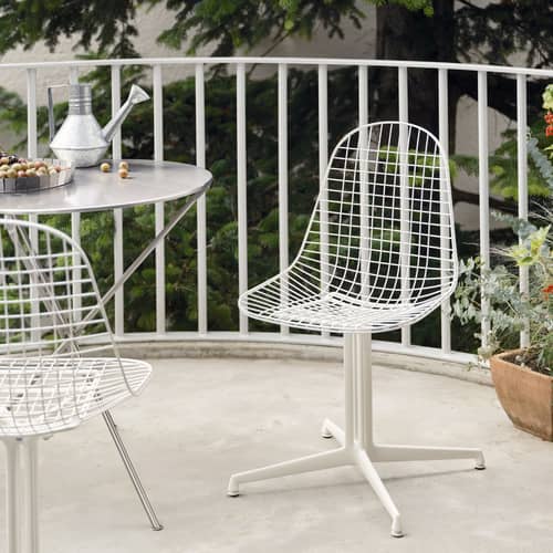 Chaise Wire Chair DKL métal blanc / (1951) - Pied La Fonda - Vitra - Blanc - Aluminium injecté, Fil d\'acier