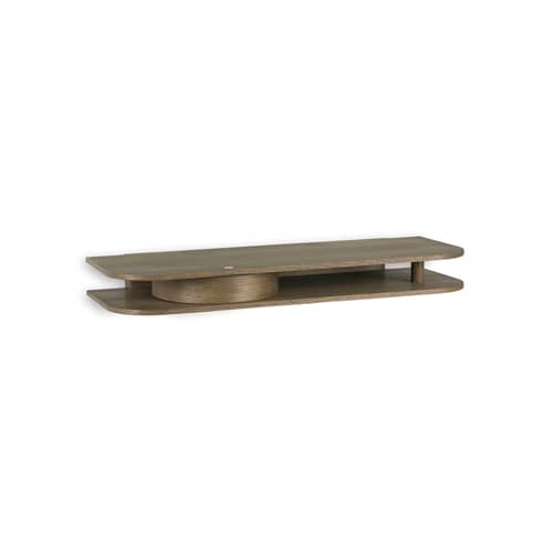 Console murale Valet bois naturel / Tiroir rond / L 92 x prof. 35 cm - Northern  - Chêne fumé - MDF plaqué chêne