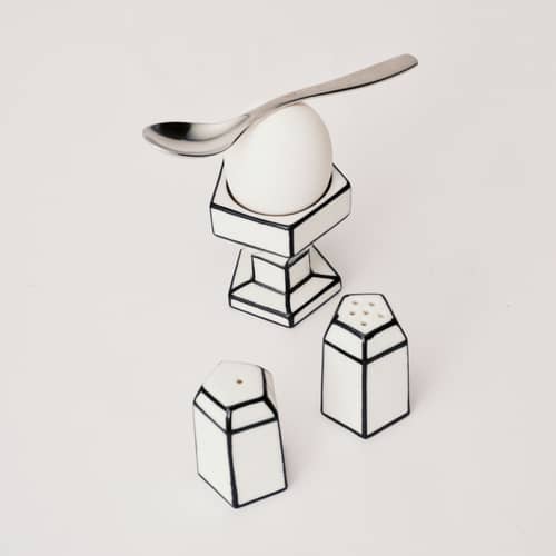 Set de 2 coquetiers Carte Blanche - Serax - Blanc & noir - Porcelaine