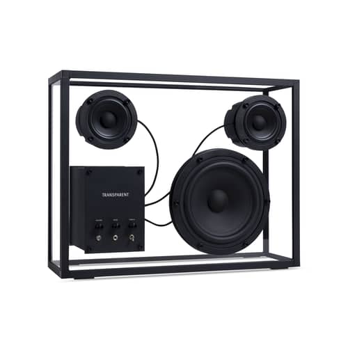 Enceinte Large verre noir transparent / L 42 x H 33 cm - Verre trempé - Transparent Speaker - Noir / Transparent - Aluminium, Verre trempé