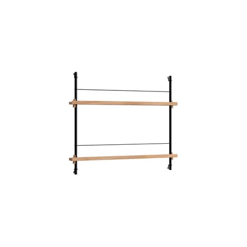 Étagère Magazine Shelving – MS.65.1 bois naturel / Pour livres et magazines - L 85 x H 73 cm - MOEBE - Chêne naturel / Noir - Acier, MDF placage chêne