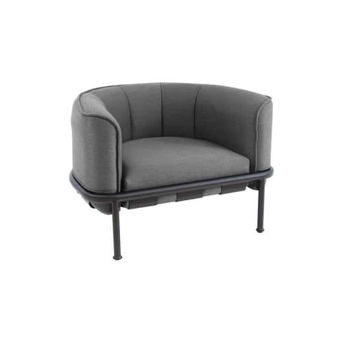 Fauteuil rembourré Dock métal tissu noir / Sebastian Herkner - Emu - Noir / Coussins gris foncé - Aluminium verni, Tissu batyline de Ferrari