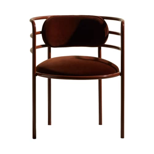 Fauteuil rembourré Moon / Velours - Maison Sarah Lavoine - Chocolat / Métal chocolat - Métal thermolaqué, Mousse, Velours de coton