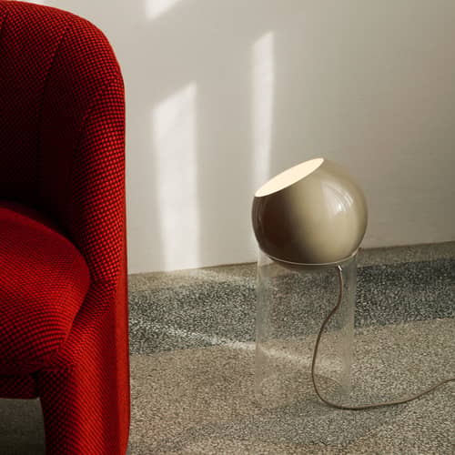 Lampe à poser Topan VP14 métal beige / H 46 cm - Verner Panton, 1959 - &tradition - Gris-beige - Acrylique, Aluminium laqué