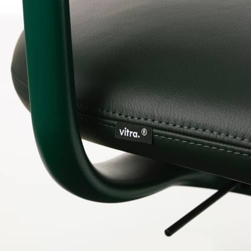 Drehsessel Mynt Soft leder grün / Gepolsterte Sitzfläche und Rückenlehne - Vitra - Dunkelgrün (Leder) / Fuß in Flaschengrün - Aluminium, Leder, Schaumstoff