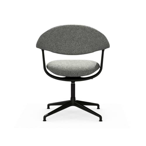 Fauteuil pivotant Mynt Soft tissu gris / Assise & dossier rembourrés - Vitra - Gris chiné (tissu Nubia) / Pied noir - Aluminium, Mousse, Tissu